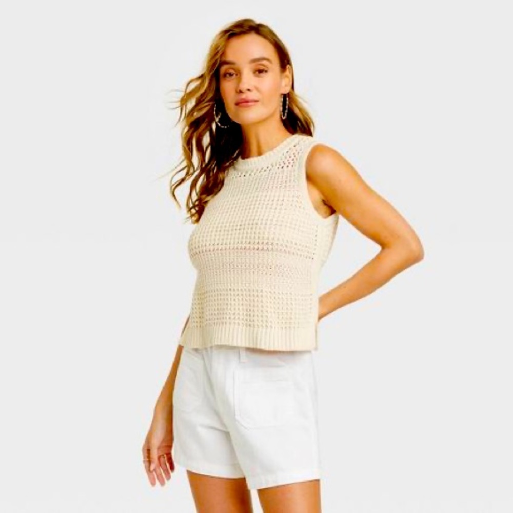 Openwork Sweater Tank Top